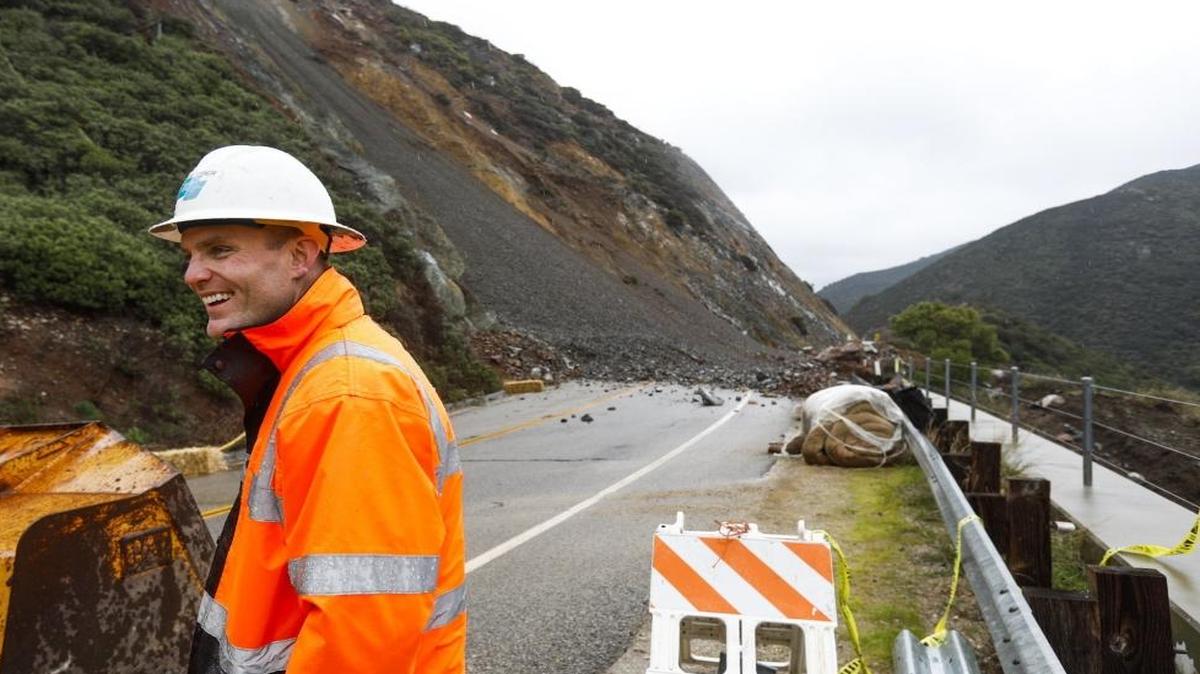 Caltrans geotechnical engineer project Ryan Turner explains repairs that need to be made to Highway 41 between Atascadero and Morro Bay to make it passable in January.