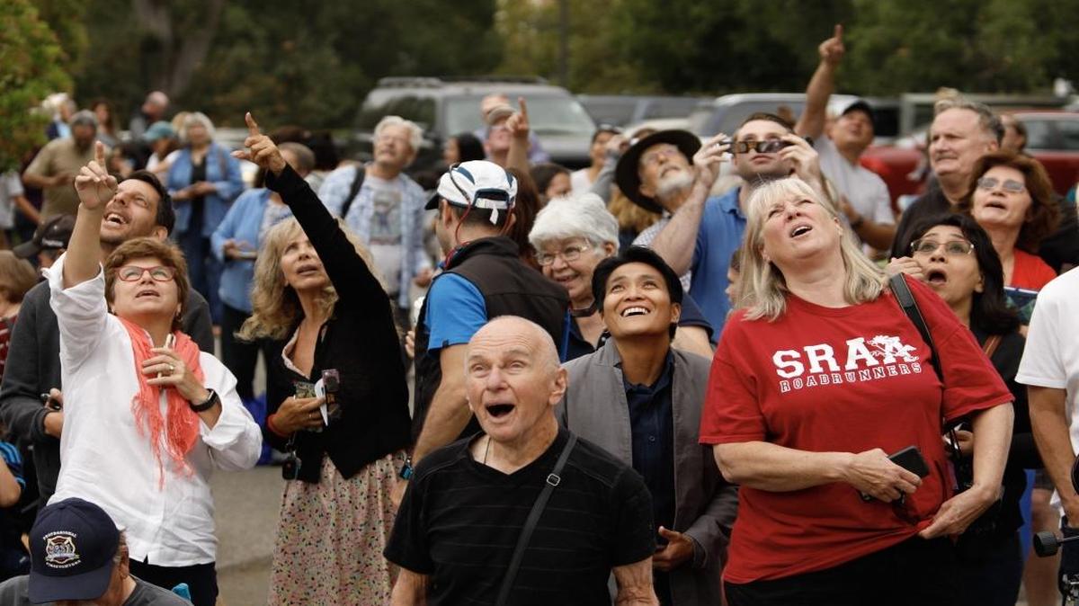 Eclipse-watchers at a viewing party at the Atascadero library on Monday, August 21, 2017.