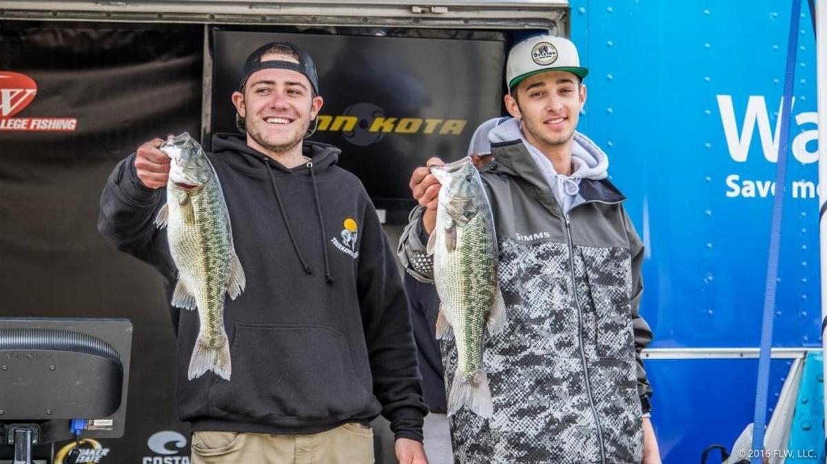 Cal Poly students Nick Rinauro, left, and Alec Pitts won a berth in the 2017 Fishing League Worldwide National Championship event Feb. 20 at Shasta Lake.