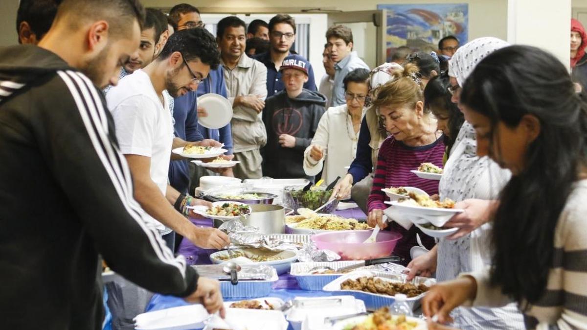 The Mosque of Nasreen in San Luis Obispo hosted a dinner on the 27th night of Ramadan at the Ludwick Community Center in July 2016. No food or water was consumed during daylight, the fast is broken after sunset.