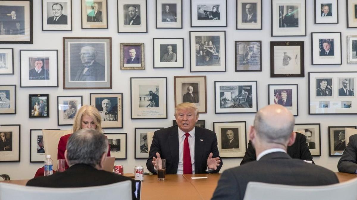 President-elect Donald Trump during a meeting with reporters, editors and company leadership from the New York Times, at the Times building in New York, Nov. 22, 2016.