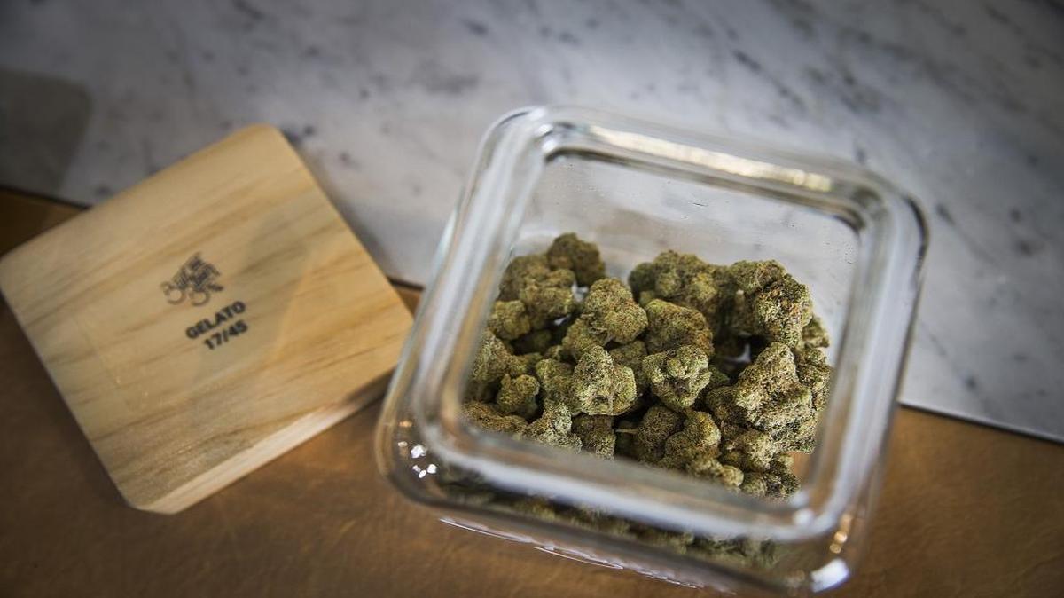 Detail of gelato marijuana for sale at Bud and Bloom, a Santa Ana marijuana dispensary.