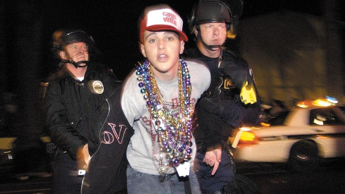 Mardi Gras Arrest during riot in San Luis Obispo in 2004.