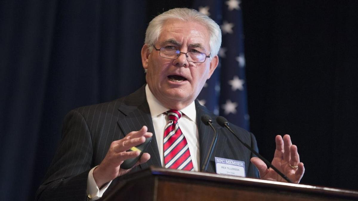ExxonMobil CEO Rex Tillerson delivers remarks on the release of a report by the National Petroleum Council on oil drilling in the Arctic, in Washington.