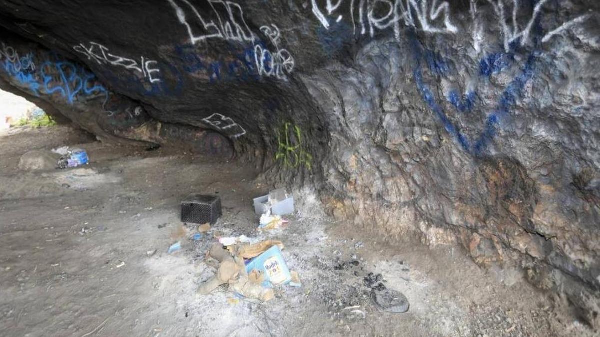 Partying is a common problem at Pirate’s Cove. The cave is littered with trash, and spray-painted graffiti covers the walls.