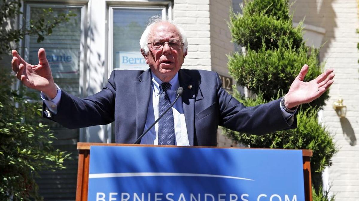 In this June 14 photo, Democratic presidential candidate, Sen. Bernie Sanders, I-Vt., speaks during a news conference outside his campaign headquarters in Washington.