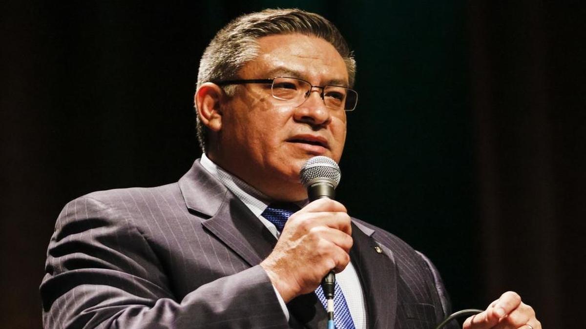 Salud Carbajal during the 24th District congressional debate at Cal Poly in February.