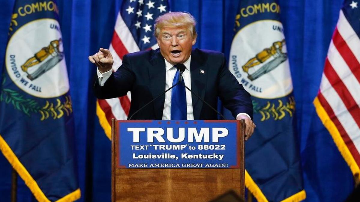 Republican presidential candidate Donald Trump speaks during a rally in Louisville, Ky., March 1.