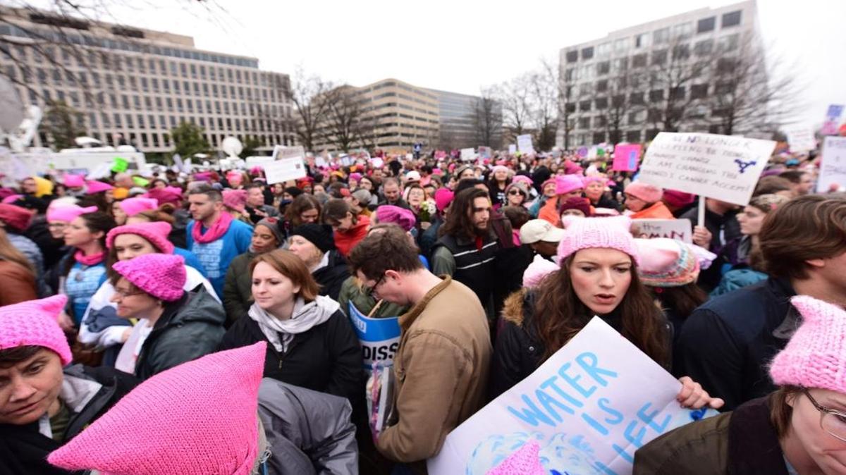 Several hundred thousand people, women and their supporters, gather along Independence Avenue on Jan. 21, 2017 in Washington, D.C. to rally and march in opposition to the inauguration of Donald Trump as 45th President of the United States.