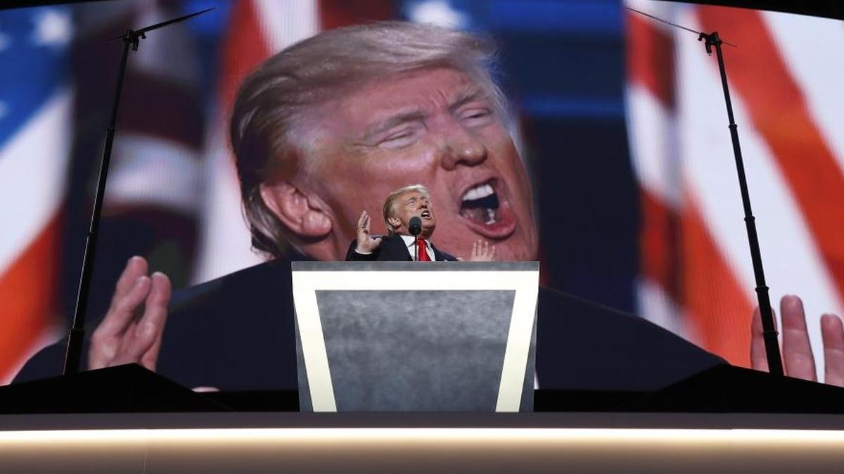 Republican Presidential Candidate Donald Trump speaks during the final day of the Republican National Convention in Cleveland, Thursday, July 21, 2016.