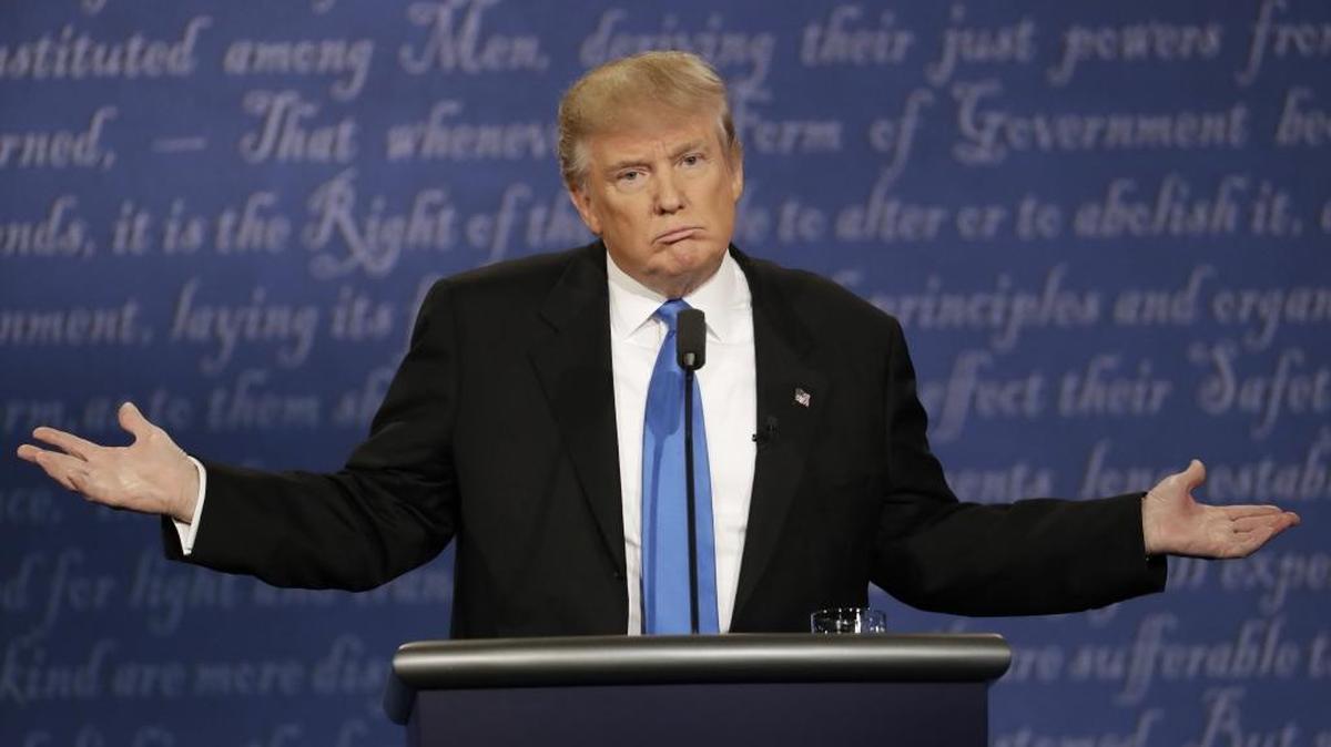 Republican presidential nominee Donald Trump speaks during the presidential debate with Democratic presidential nominee Hillary Clinton at Hofstra University in Hempstead, N.Y., on Monday, Sept. 26, 2016. A recently published glimpse of Trump’s taxes showed he incurred a $917 loss in one year.