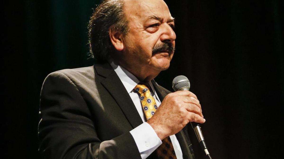 Katcho Achadjian takes the microphone during the 24th District congressional debate at Cal Poly in San Luis Obispo in February 2016.