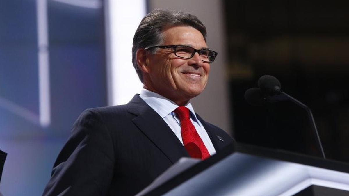 Rick Perry, former governor of Texas, prepares for the Republican National Convention at the Quicken Loans Arena in Cleveland on July 18.