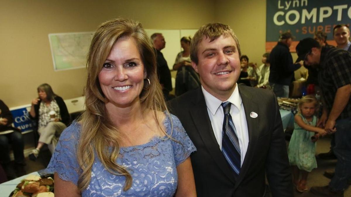 Supervisor Lynn Compton with campaign manager Damian Fussel.