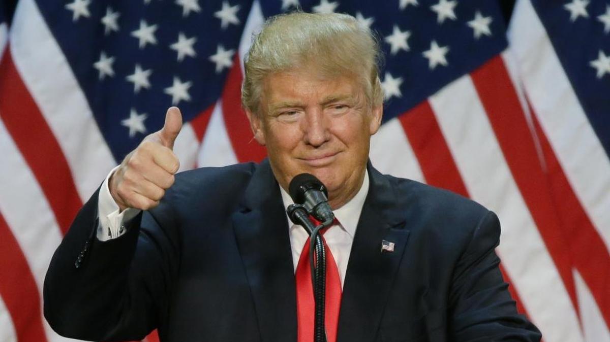 Republican presidential candidate Donald Trump speaks during a rally in Eugene, Ore., on May 6, 2016.