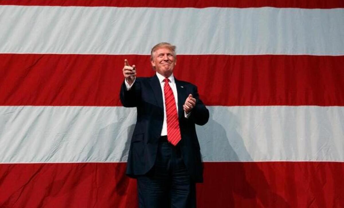 Republican presidential candidate Donald Trump arrives for a campaign rally Tuesday at Crown Arena in Fayetteville, North Carolina.