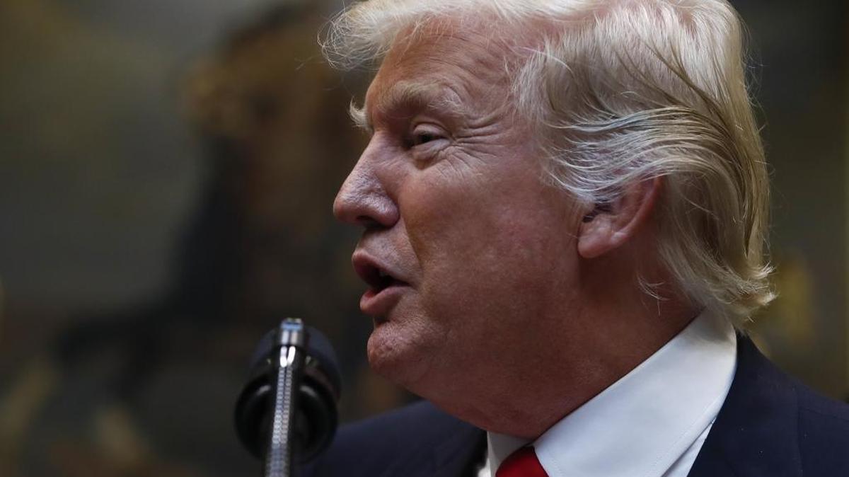 President Donald Trump speaks during a ceremony to sign H.J. Res. 38 — Disapproving the rule known as the Stream Protection Rule on Thursday, Feb. 16, 2017.