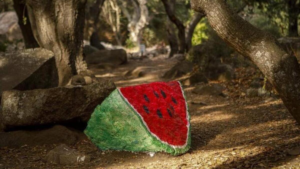 A rock along Bishop Peak trail in San Luis Obispo has been transformed into a slice of watermelon. The city is calling it a crime, possibly a felony.