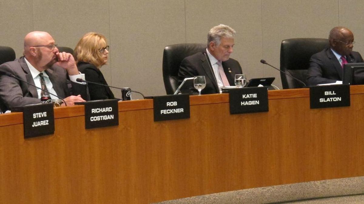 Members of CalPERS listen to discussion in Sacramento in December 2016.