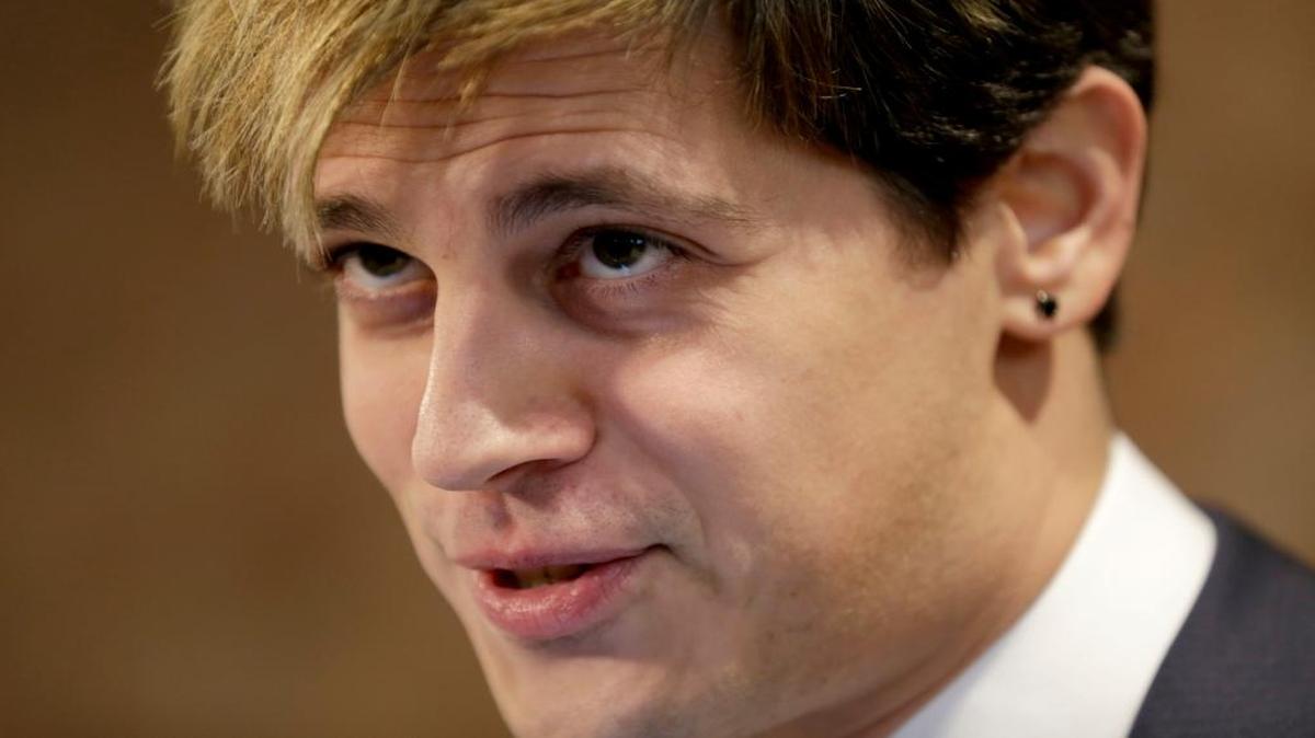 Milo Yiannopoulos speaks during a news conference in New York on Tuesday, Feb. 21, 2017.