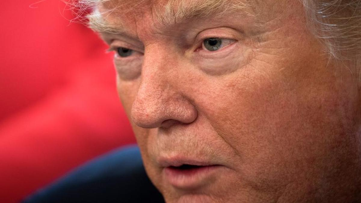President Donald Trump speaks at the White House in Washington in April 2017.