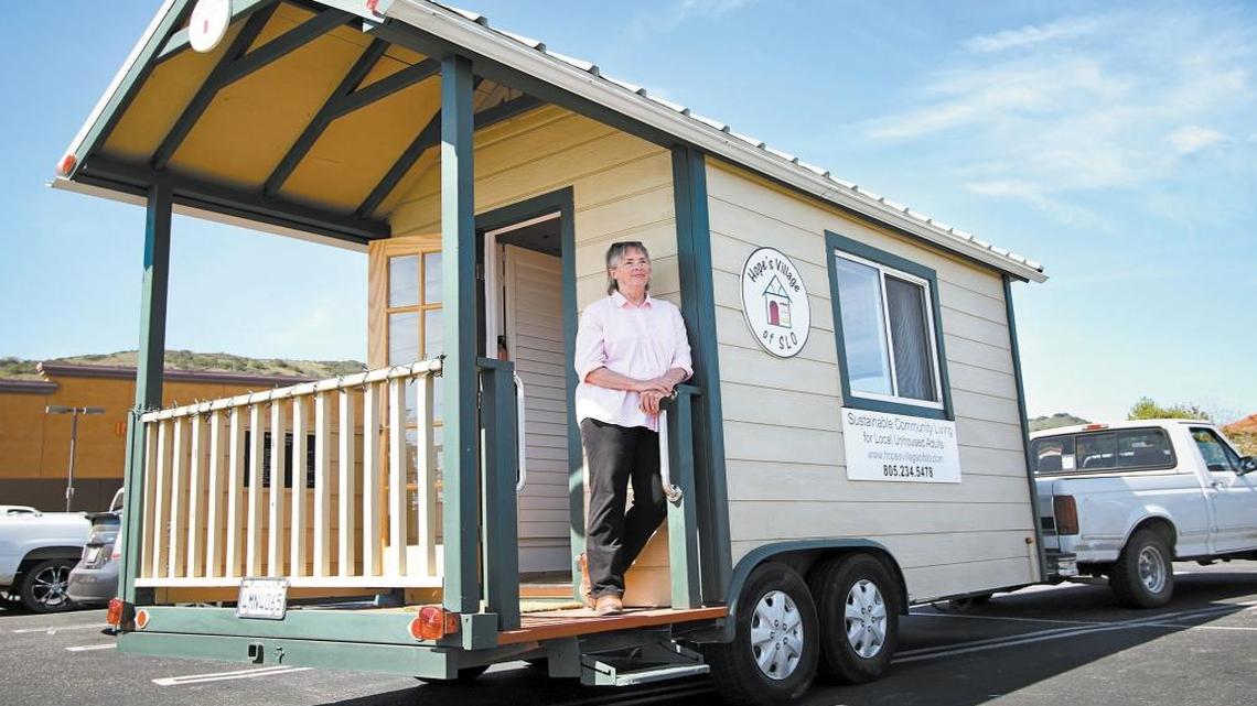 Hope’s Village of SLO and its president Becky Jorgeson, seen here in March 2015, are working toward a goal of building a village of tiny homes like these to provide permanent homes for people who are homeless.
