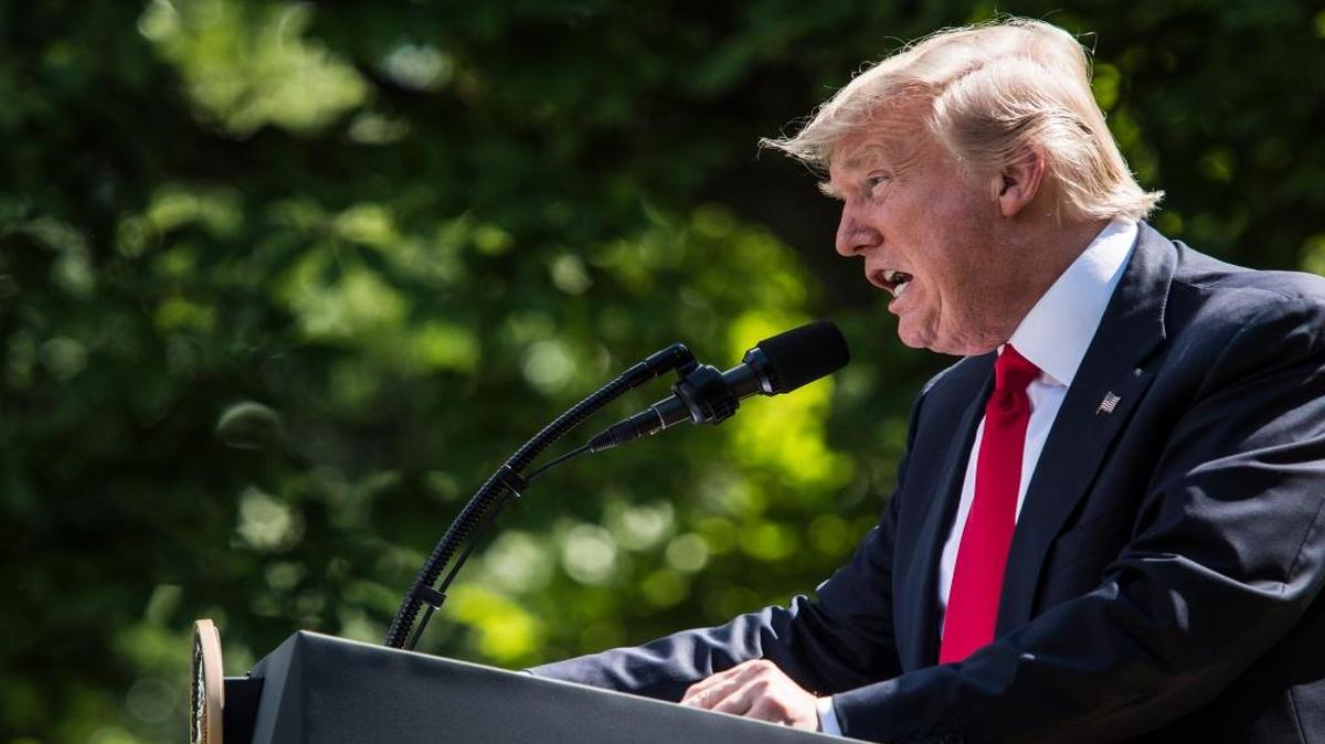 President Donald Trump announces that the U.S. will withdraw from the Paris climate agreement in the Rose Garden at the White House. The leaders of France, Germany and Italy issued a joint statement voicing "regret" about Trump's move. Must credit: Washington Post photo by Jabin Botsford