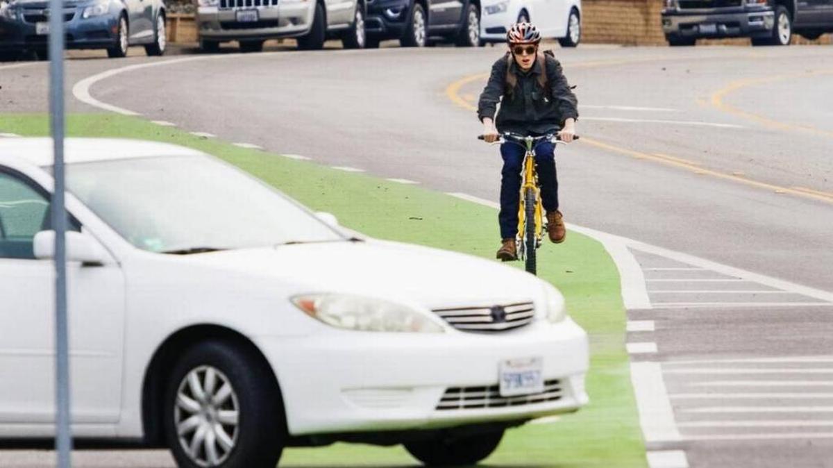 A cyclists in San Luis Obispo.