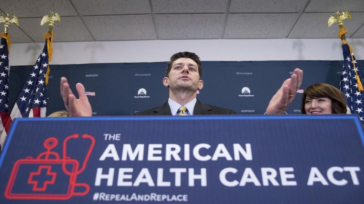 House Speaker Paul Ryan of Wis., accompanied by Rep. Cathy McMorris Rodgers, R-Wash., right, speaks at a news conference following a GOP party conference at the Capitol, Wednesday, March 15, 2017, in Washington.