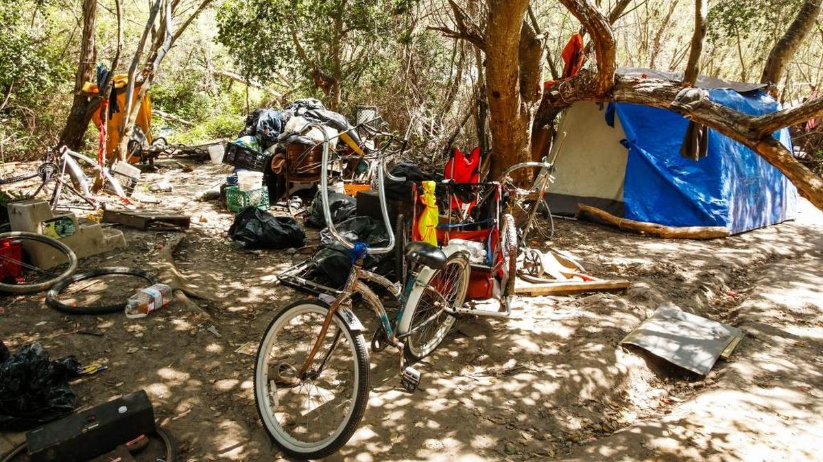 A Grover Beach homeless camp was being cleared out along North 4th St. in April 2015.