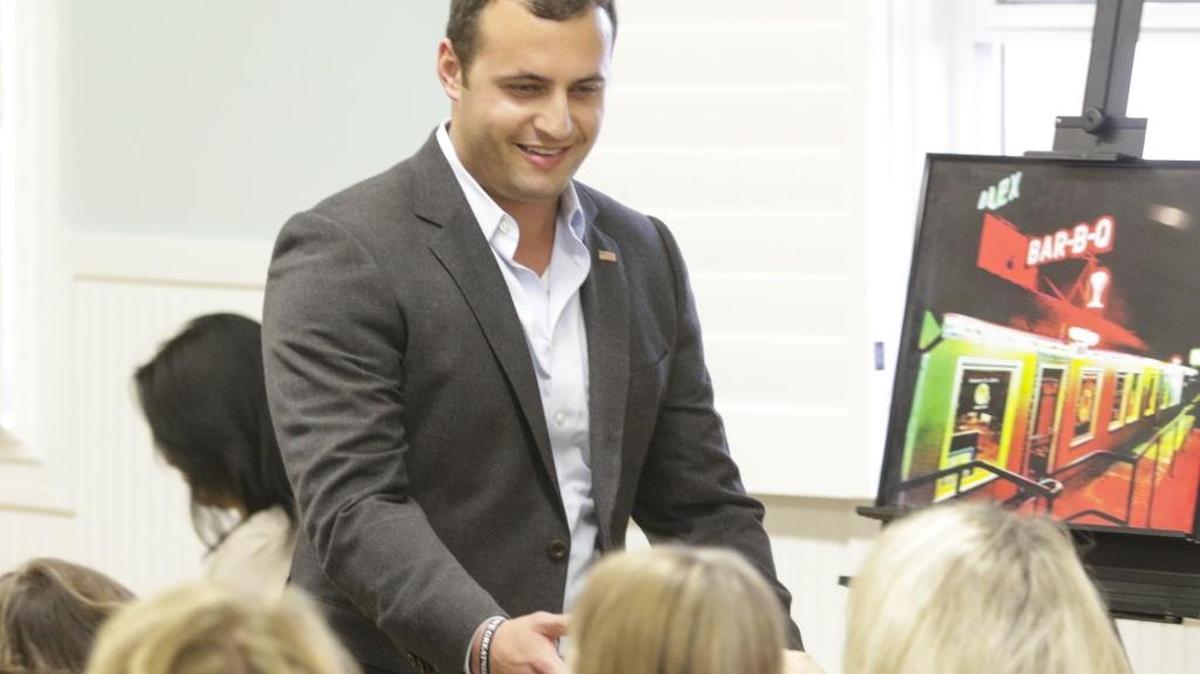 Justin Fareed, a Republican running to represent the 24th Congressional District, chats with people after a speech in Shell Beach on Oct. 10, 2016.