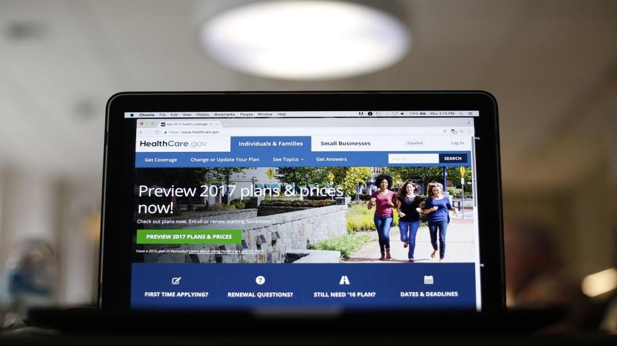 This Oct. 24, 2016, file photo, shows the HealthCare.gov 2017 website home page on a laptop in Washington.