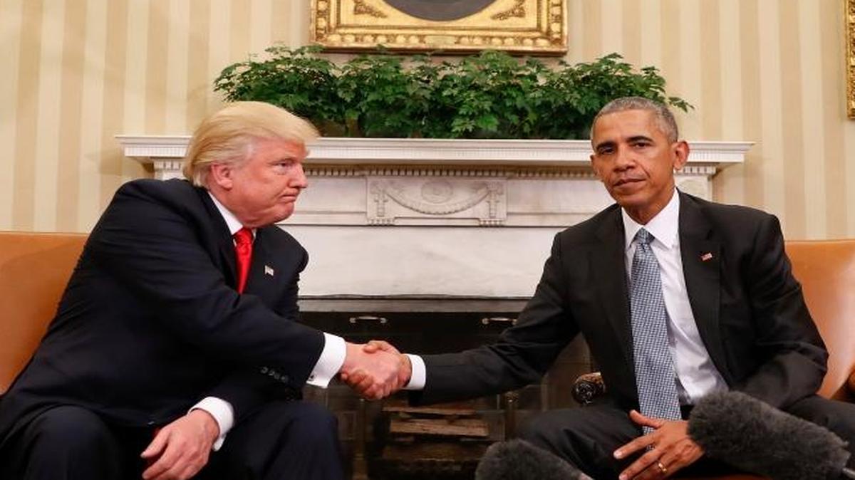 President Barack Obama and President-elect Donald Trump shake hands following their meeting in the Oval Office of the White House in Washington on Thursday.