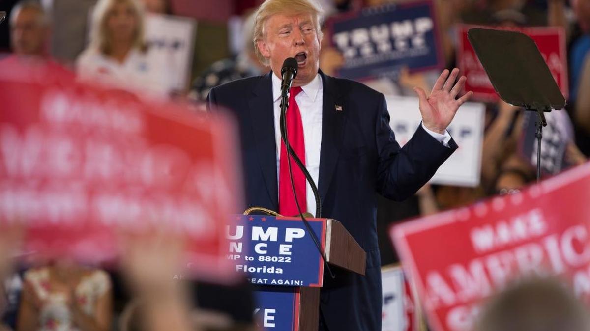 Republican presidential candidate Donald Trump speaks during a campaign rally Wednesday, Oct. 12, 2016, in Ocala, Fla.