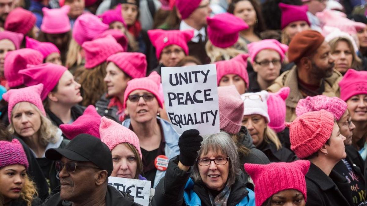 Groups gather for the Women's March on Washington on Saturday, Jan. 21, 2017 in Washington.