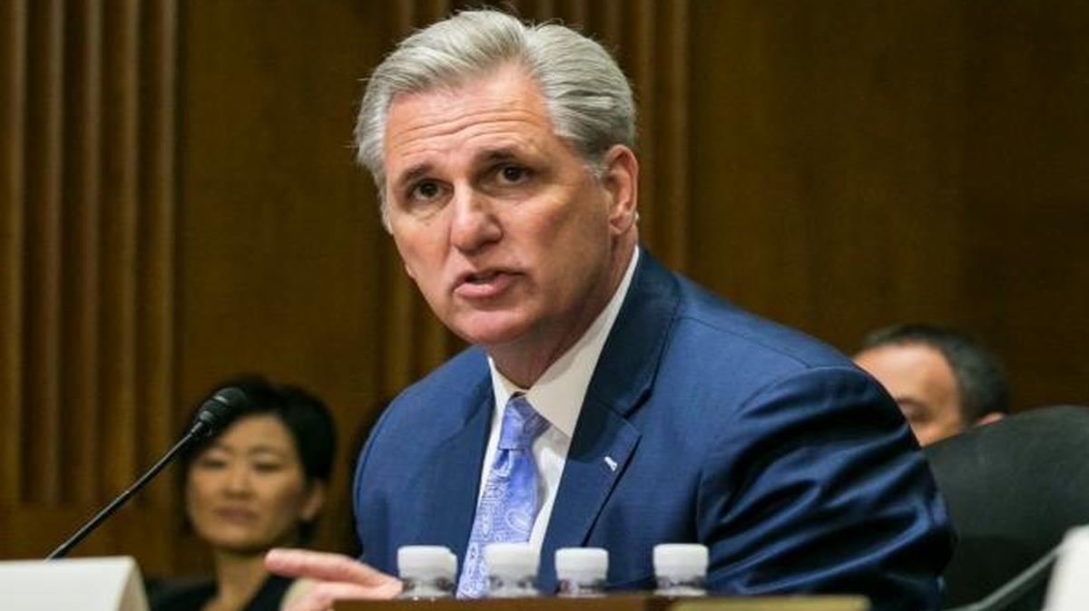 House Majority Leader Kevin McCarthy, R-Bakersfield, introduces Steven Mnuchin before the Senate Finance Committee on Capitol Hill in Washington on Jan. 19, 2017.