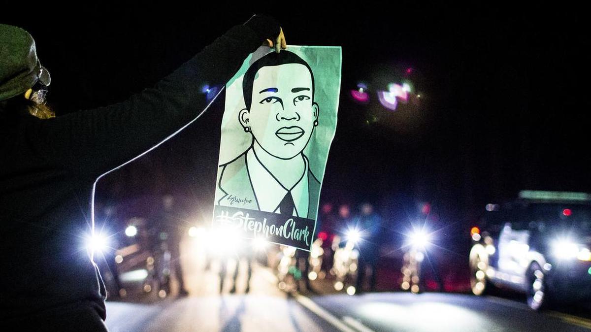 Demonstrators during a march to protest prosecutors decision not to charge the police officers who shot Stephon Clark, in east Sacramento, Calif., March 4, 2019. Clark was killed last year in his grandmothers backyard by officers responding to a vandalism complaint. More than 80 people were arrested, including a reporter, during the protest Monday night.