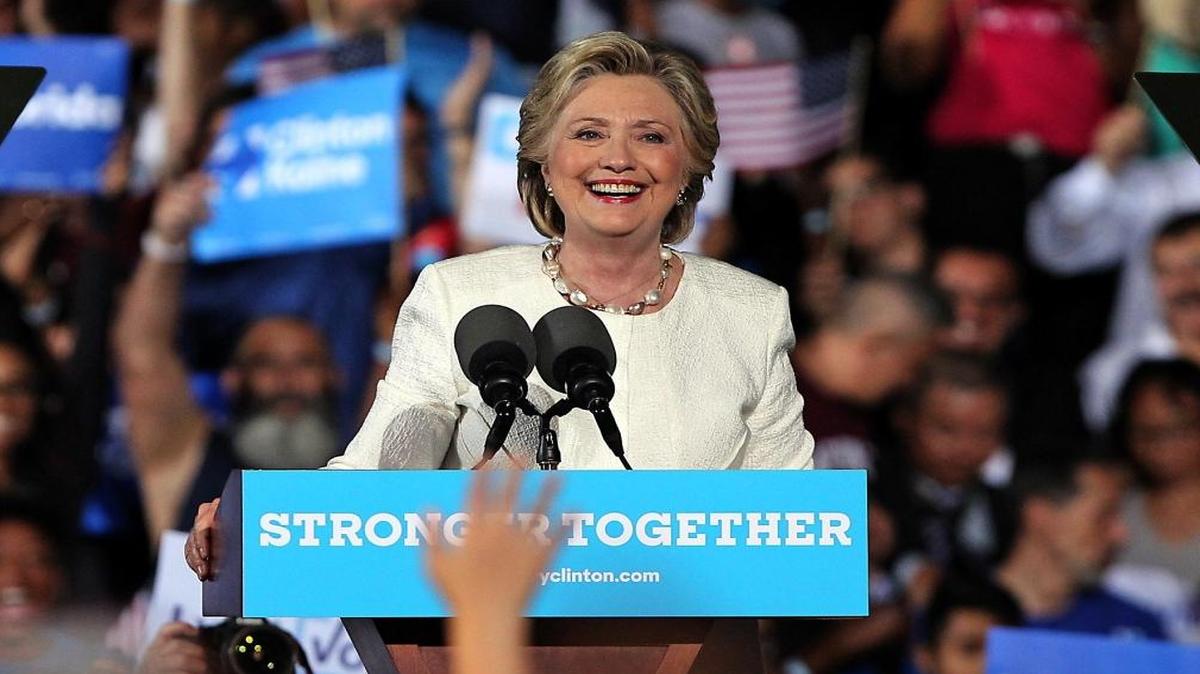 Democratic presidential candidate Hillary Clinton speaks during a campaign rally at Reverend Samuel Delevoe Memorial Park in Fort Lauderdale, Fla., on Tuesday.