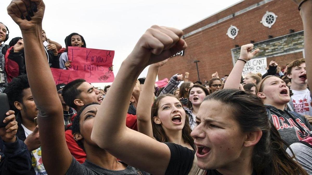 Students protest the election of Donald Trump on Nov. 14.