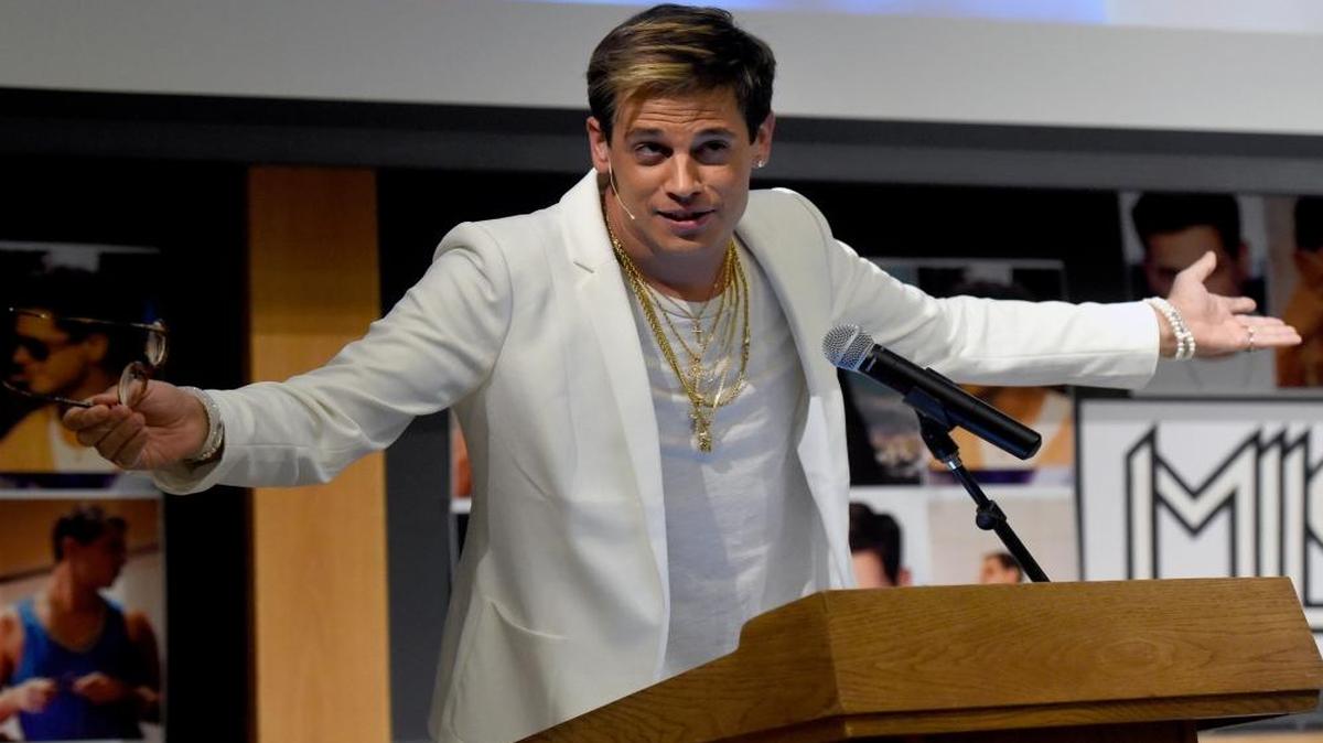 Milo Yiannopoulos speaks at the University of Colorado in Boulder, Colo., on Wednesday, Jan. 25, 2017.