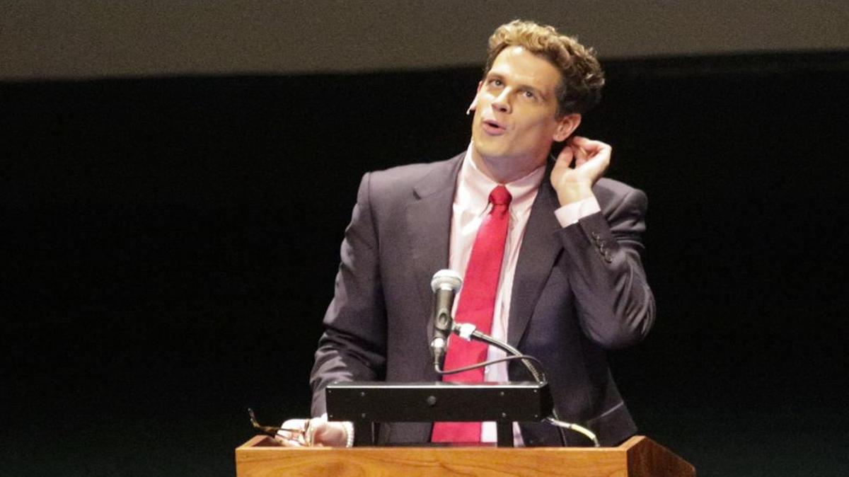 Milo Yiannopoulos speaks at Cal Poly on Jan. 31, 2017.