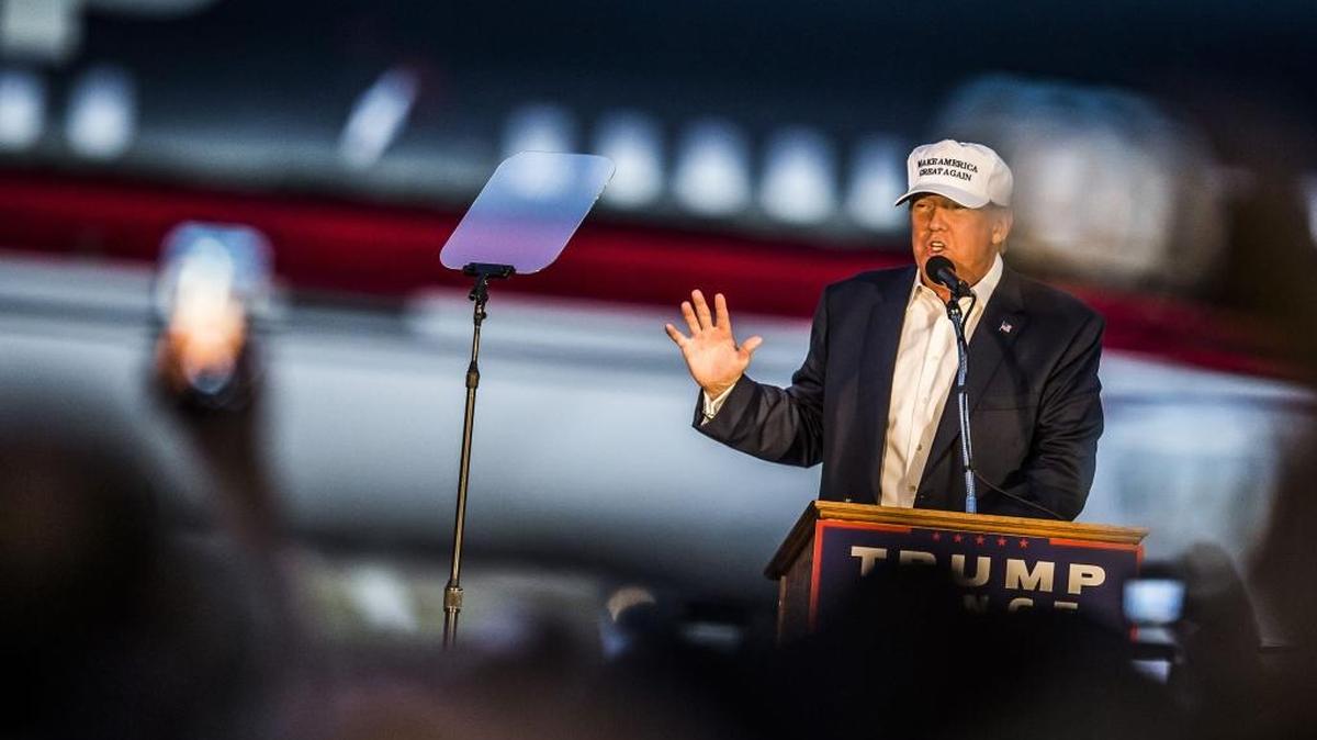 Republican presidential candidate Donald Trump speaks at the Colorado Jet Center in Colorado Springs on Sept. 17, 2016.
