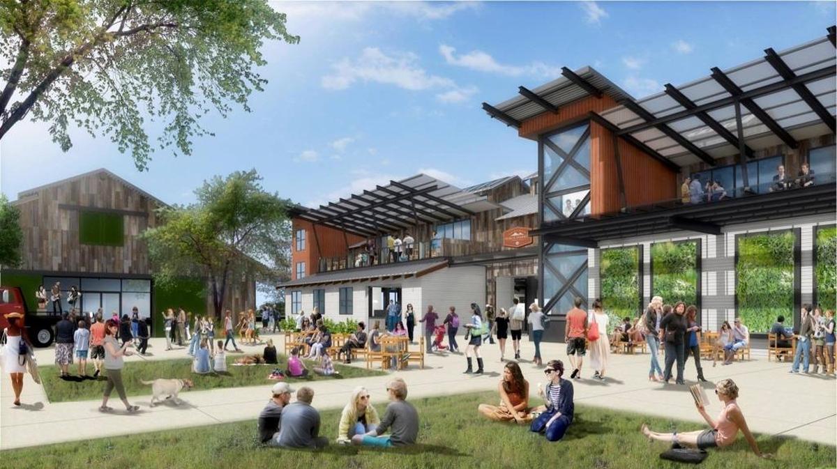 A designer rendering of the SLO Public Market project at Bonetti Ranch in southern San Luis Obispo.