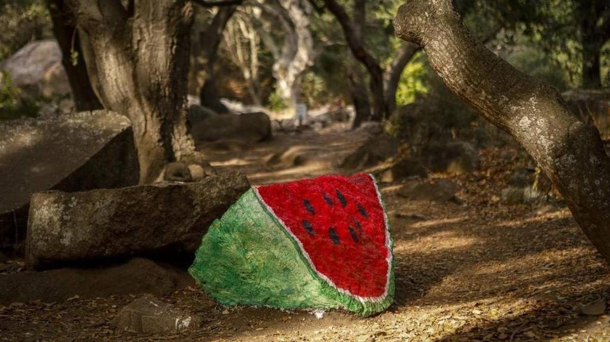A rock along Bishop Peak trail in San Luis Obispo has been transformed into a slice of watermelon. The city is calling it a crime, possibly a felony.
