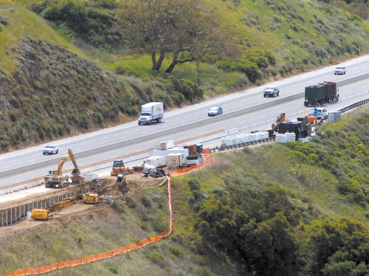 Road work on the Cuesta Grade in 2012.