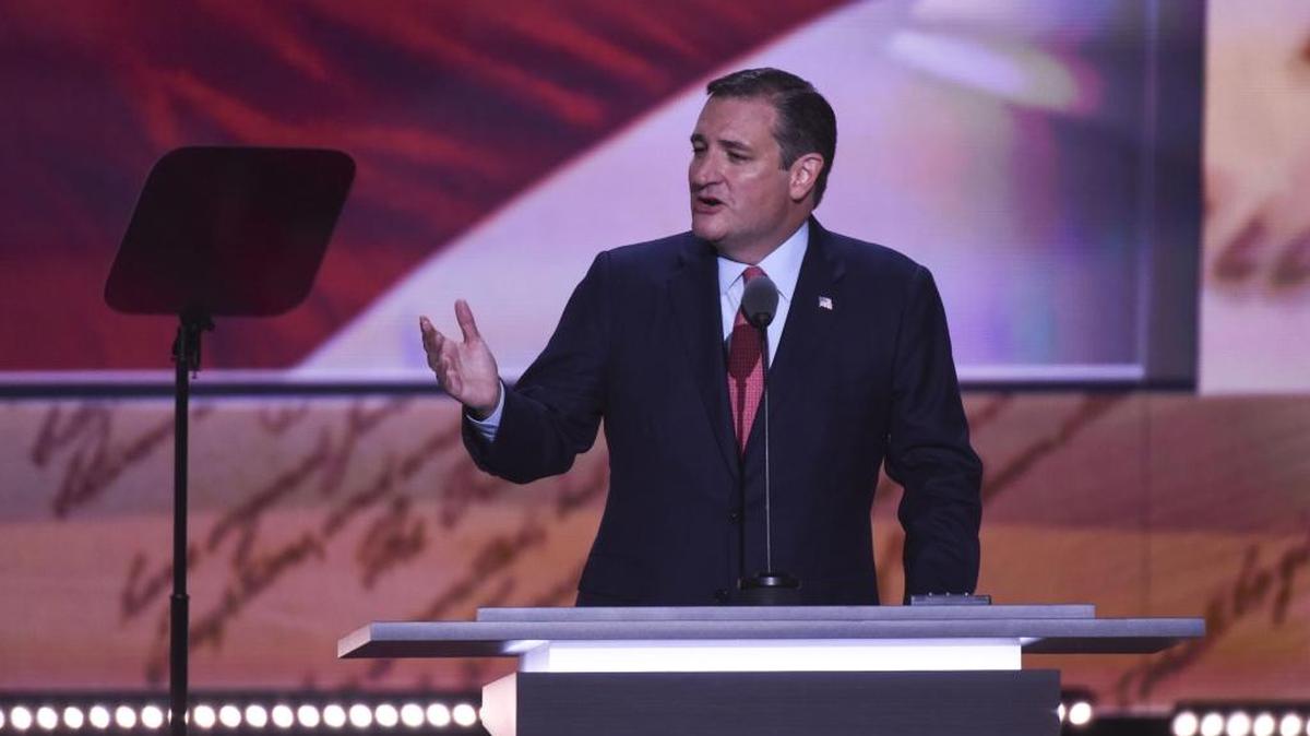 Ted Cruz addresses the crowd at the Republican National Convention in Cleveland, but got booed when it became clear he wouldn’t be endorsing Donald Trump.