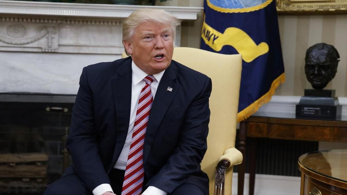 In this May 10, 2017 file photo, President Donald Trump talks to reporters in the Oval Office of the White House in Washington.