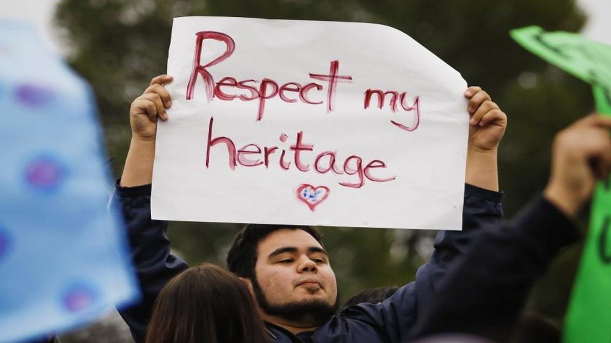 About 100 Paso Robles High School students held a demonstration at the edge of campus Feb. 16, 2017, as part of a national “Day Without Immigrants.”