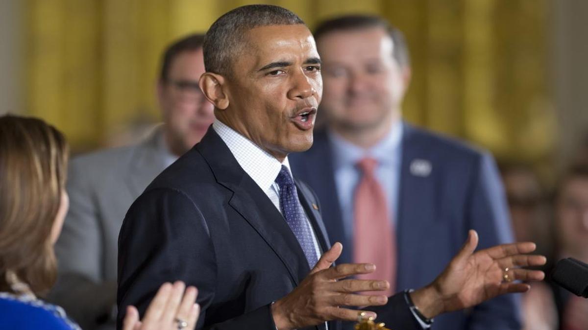 President Barack Obama speaks during a ceremony in the East Room of the White House in Washington, Monday, Jan. 16, 2017.