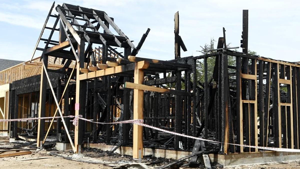 A fire at Mads Place off South Oakglen Avenue in Nipomo destroyed one home meant for temporary farmworkers and damaged another. Fire officials suspect arson.